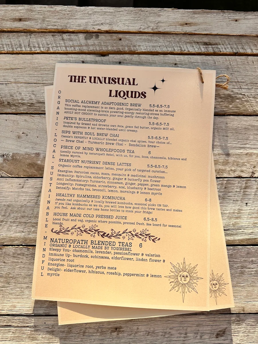 Menu, Piece Of Mind Wholefoods