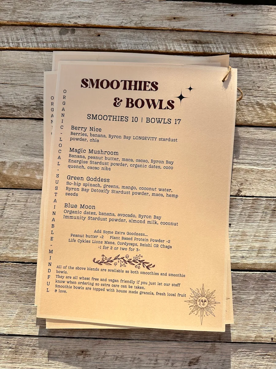 Menu, Piece Of Mind Wholefoods