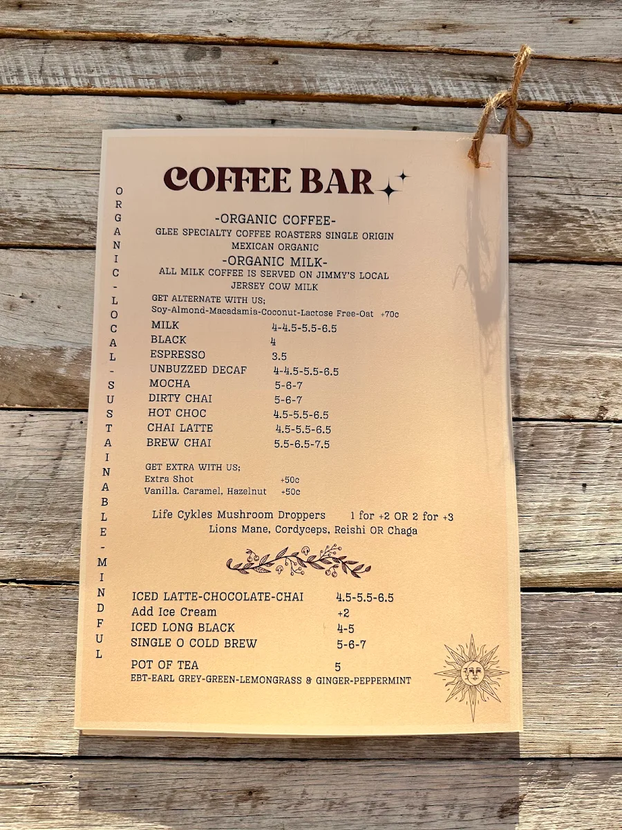Menu, Piece Of Mind Wholefoods