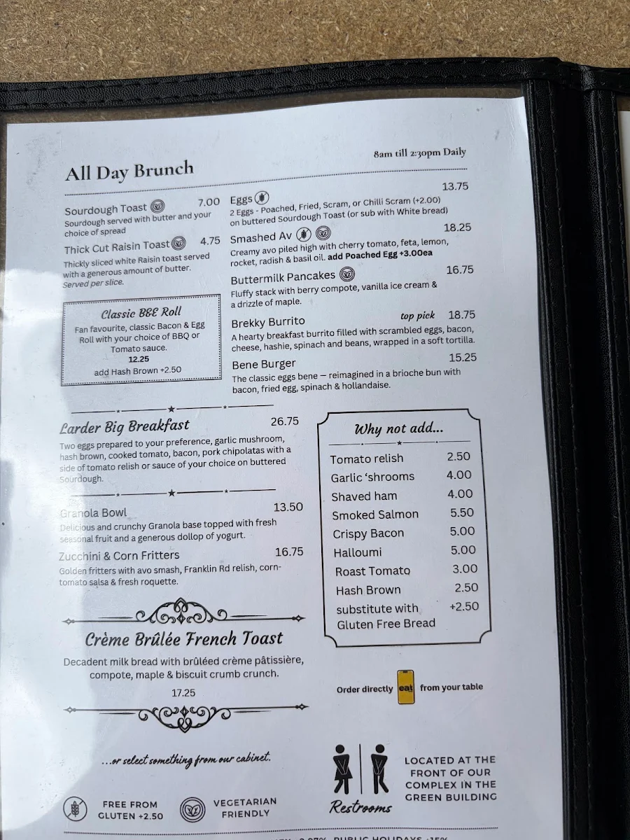 Menu, Larder & Home