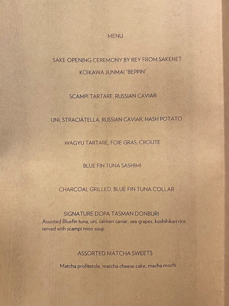 Menu, Dopa Donburi and Dessert - Regent Place