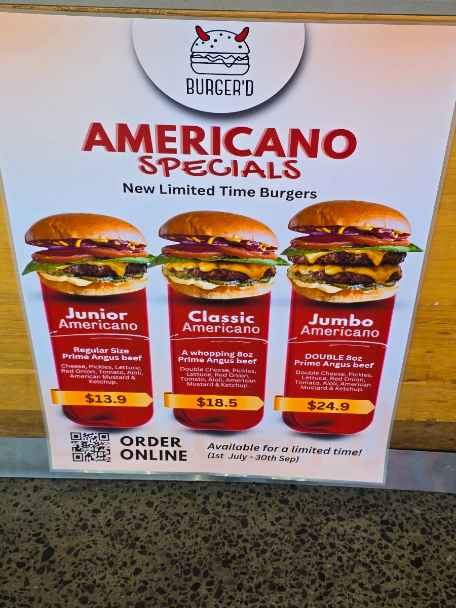 Menu, Burger’D Ashmore