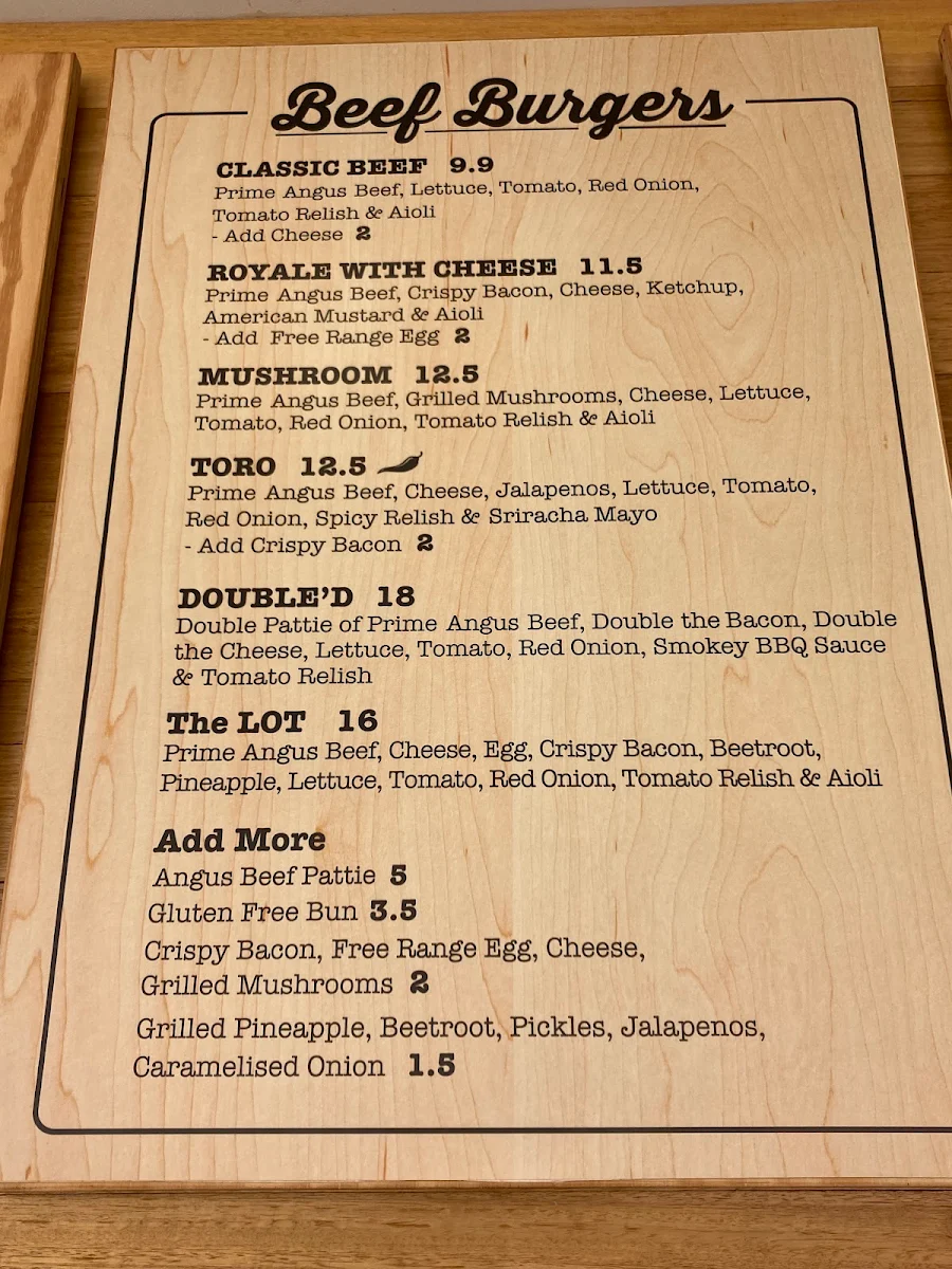 Menu, Burger’D Ashmore