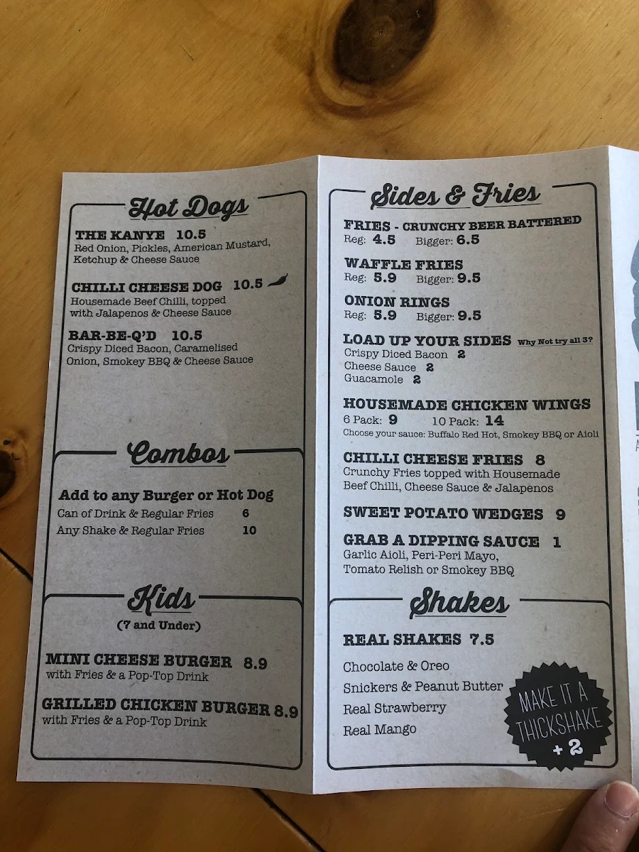Menu, Burger’D Ashmore