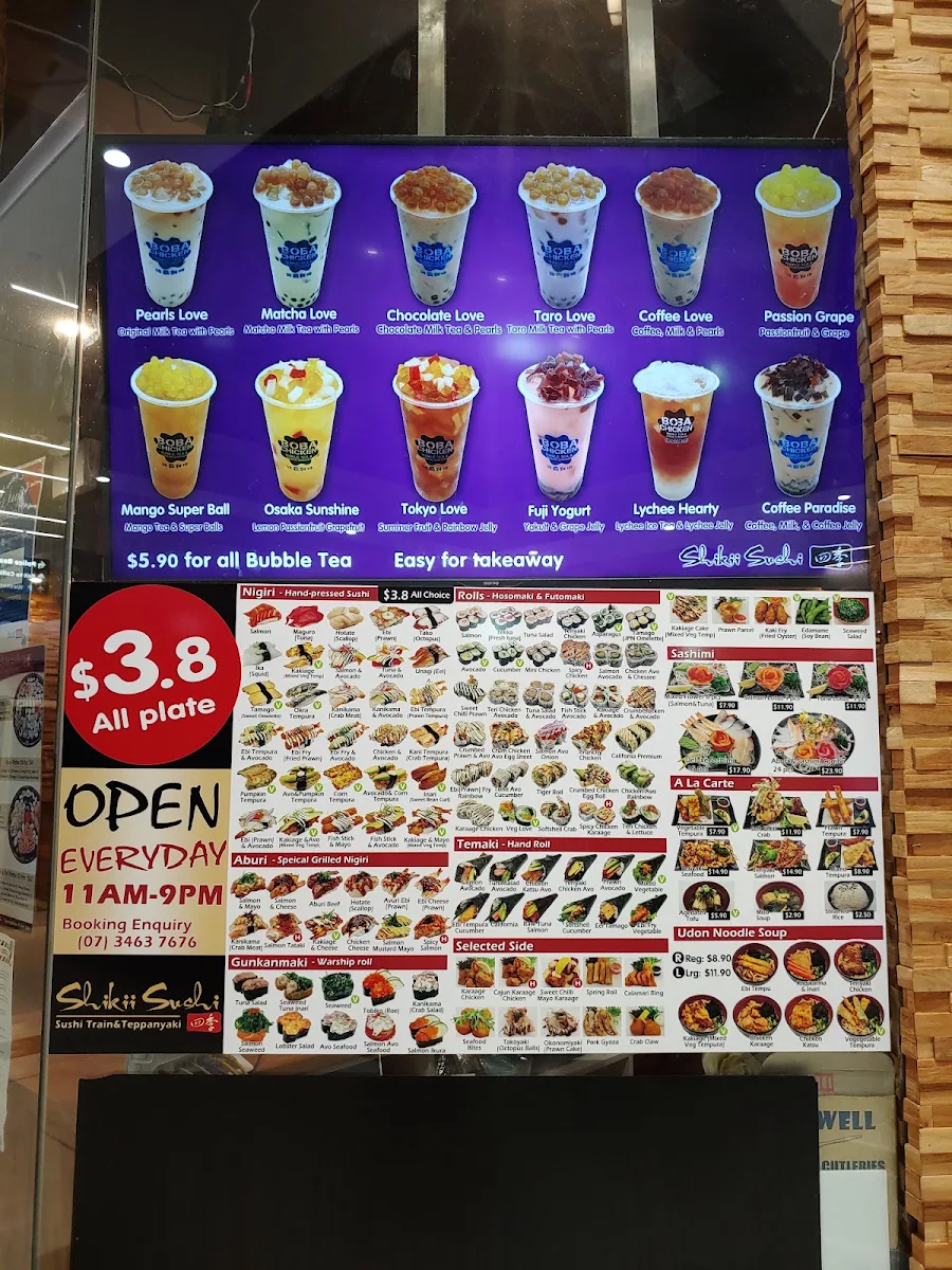 Menu, Shikii Sushi Sushi Train