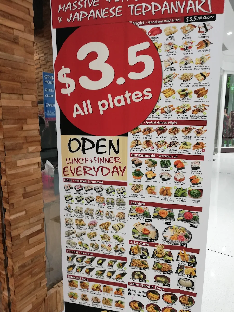Menu, Shikii Sushi Sushi Train