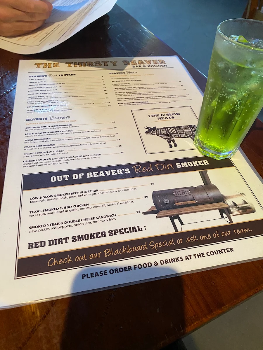 Menu, The Thirsty Beaver Bar & Kitchen