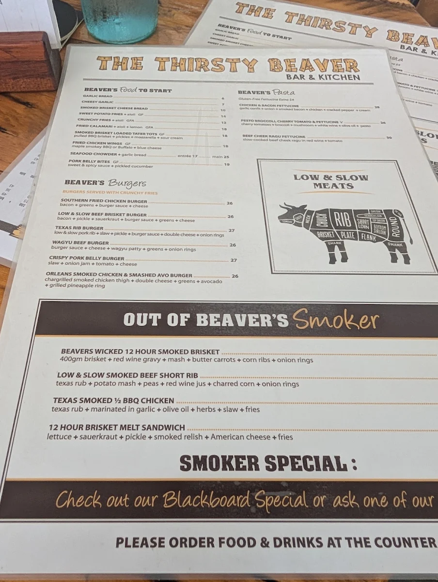 Menu, The Thirsty Beaver Bar & Kitchen