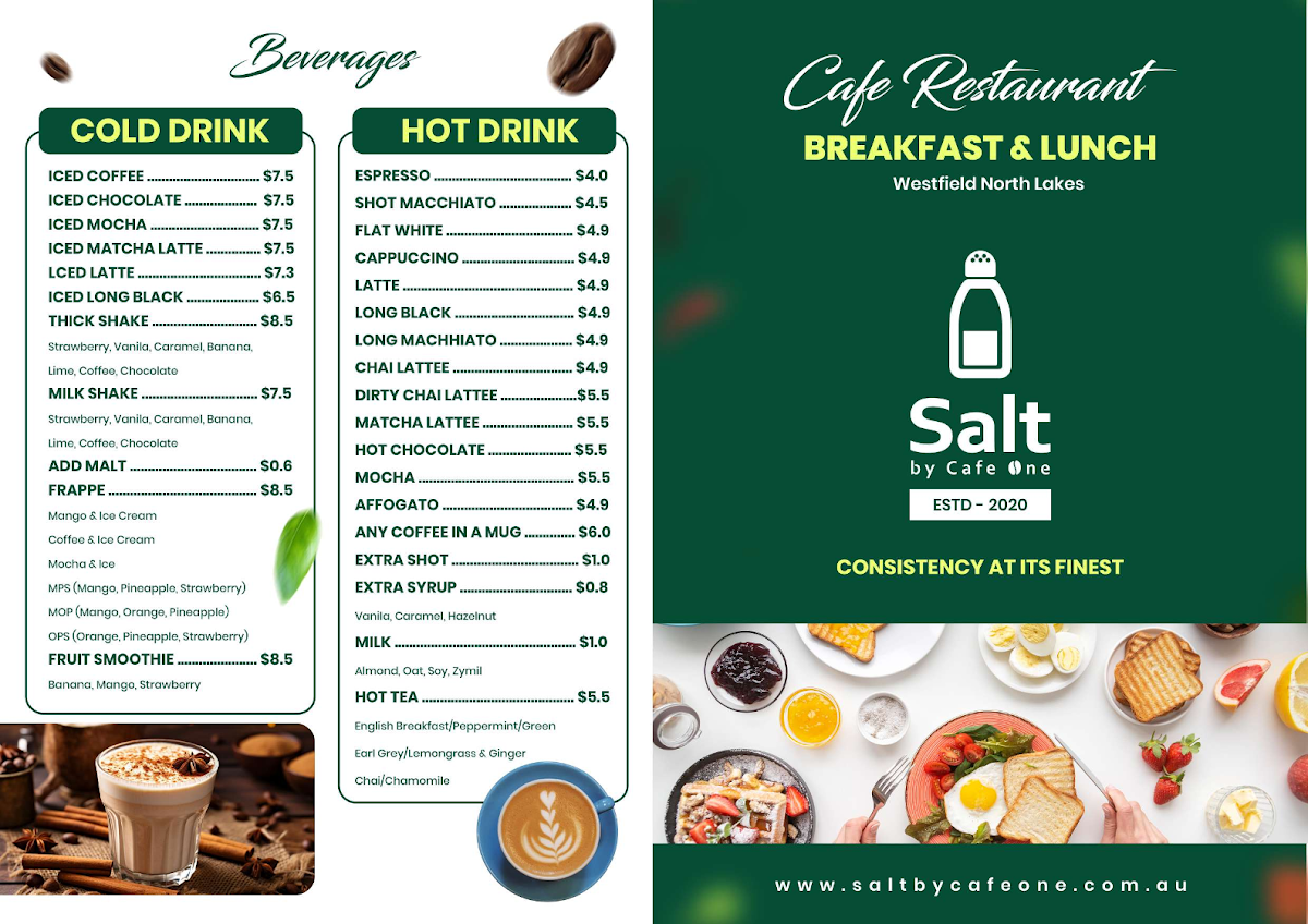 Menu, Salt by Cafe One