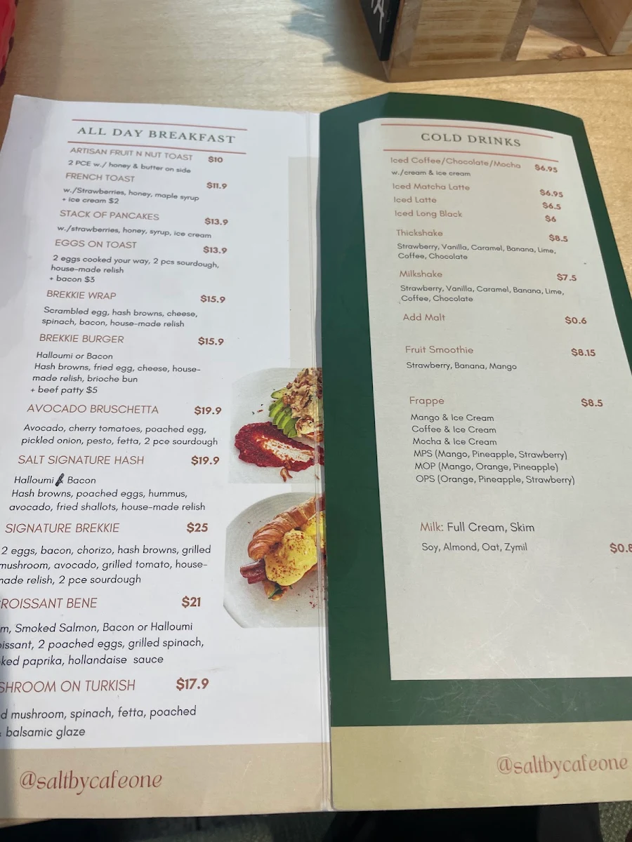 Menu, Salt by Cafe One