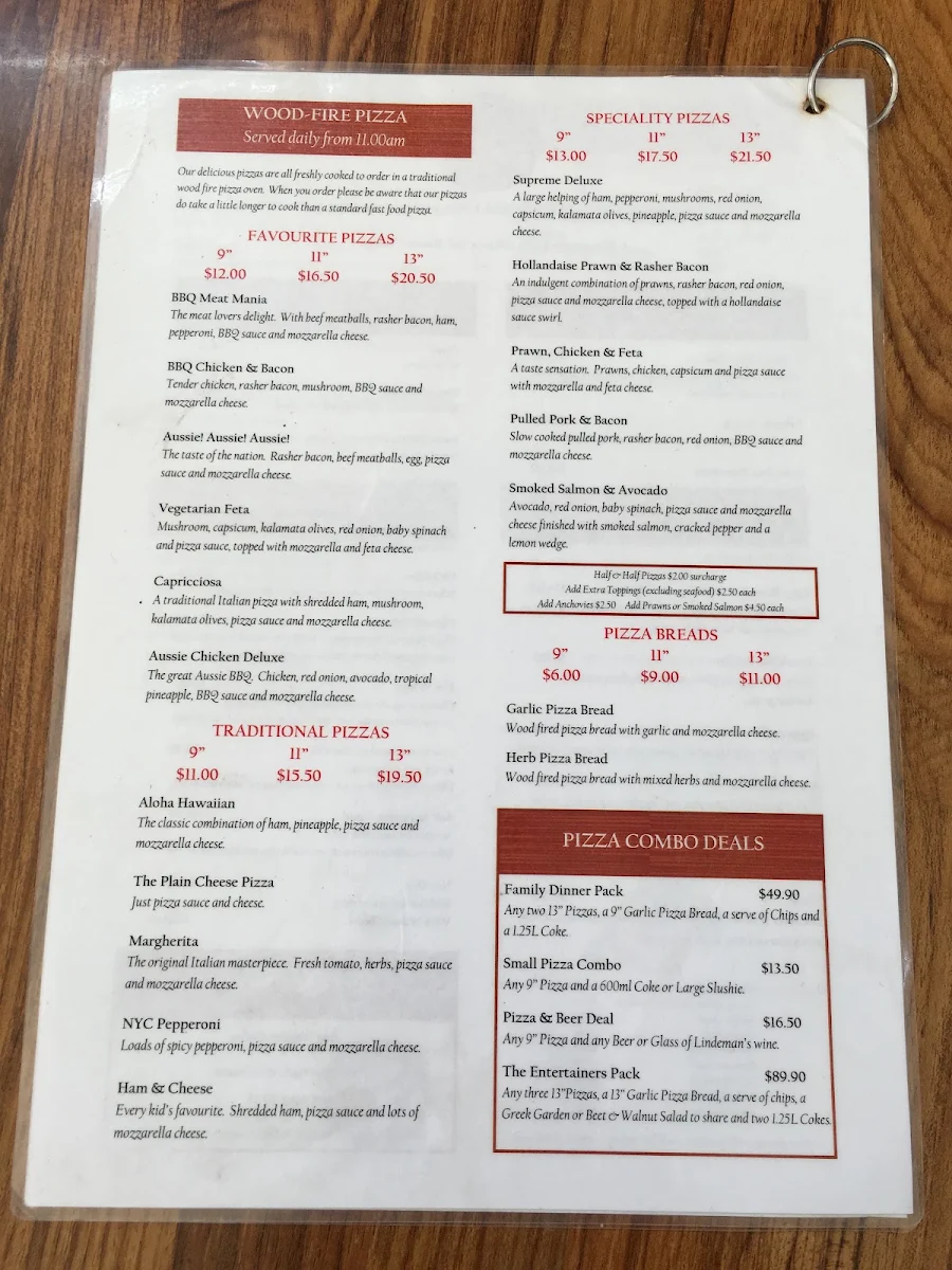 Menu, The Deck