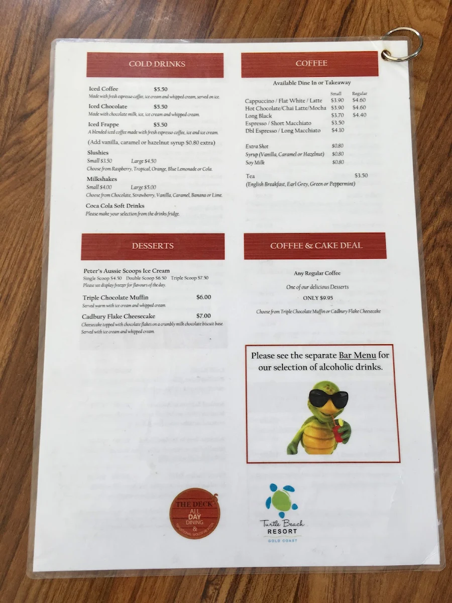 Menu, The Deck