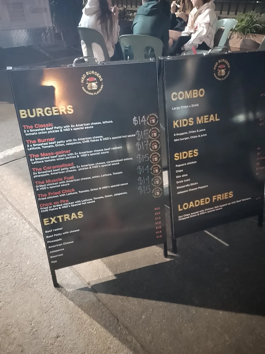 Menu, HSD Burgers