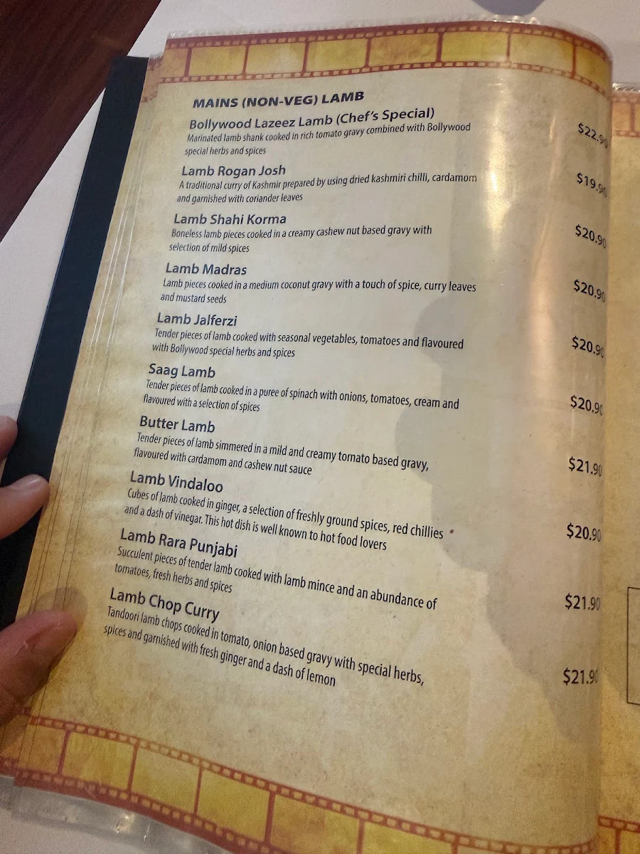 Menu, Taste of Bollywood