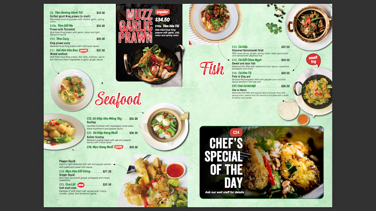 Menu, Little Hanoi Restaurant