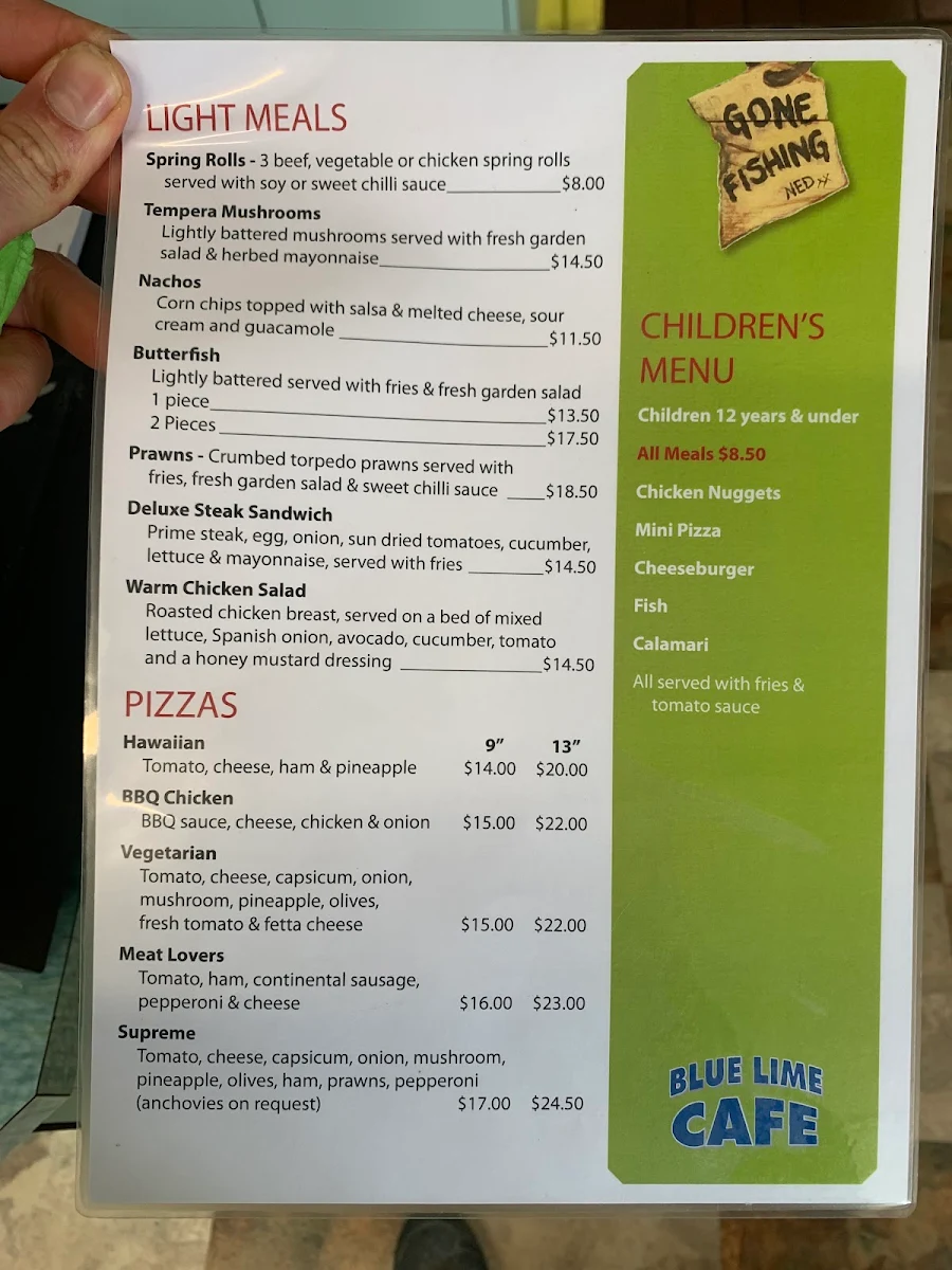 Menu, Peterson’s Blue Lime Cafe & Deli