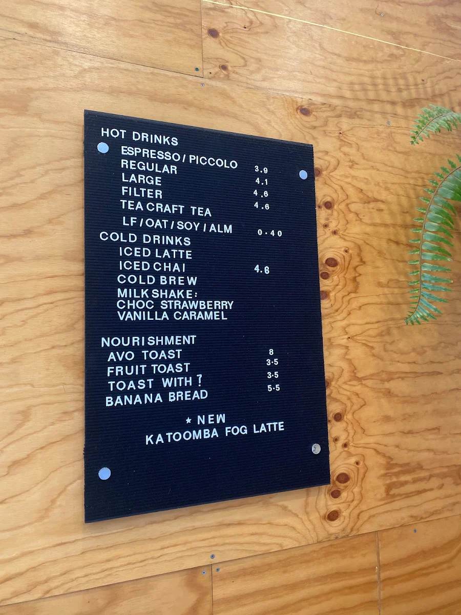 Menu, Cassiopeia Coffee Windsor