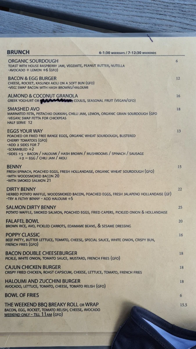 Menu, The Blue Poppy