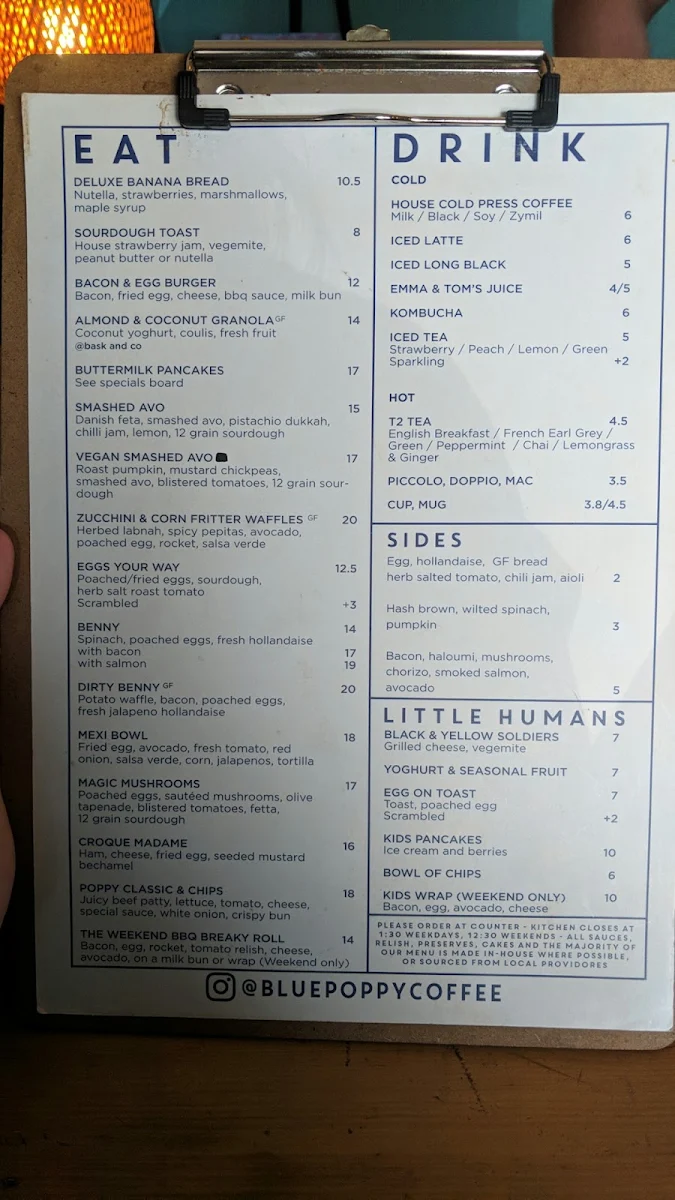 Menu, The Blue Poppy