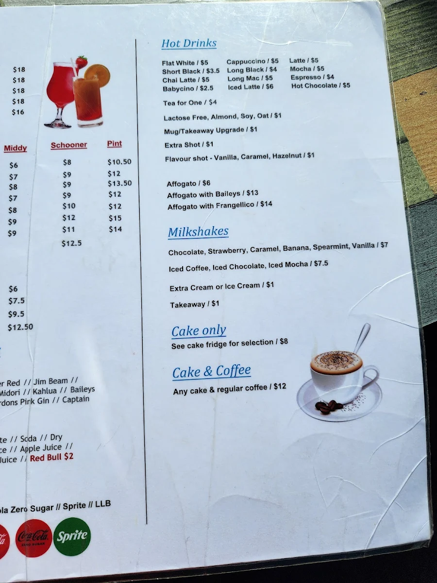 Menu, Sharky's Fish & Chips