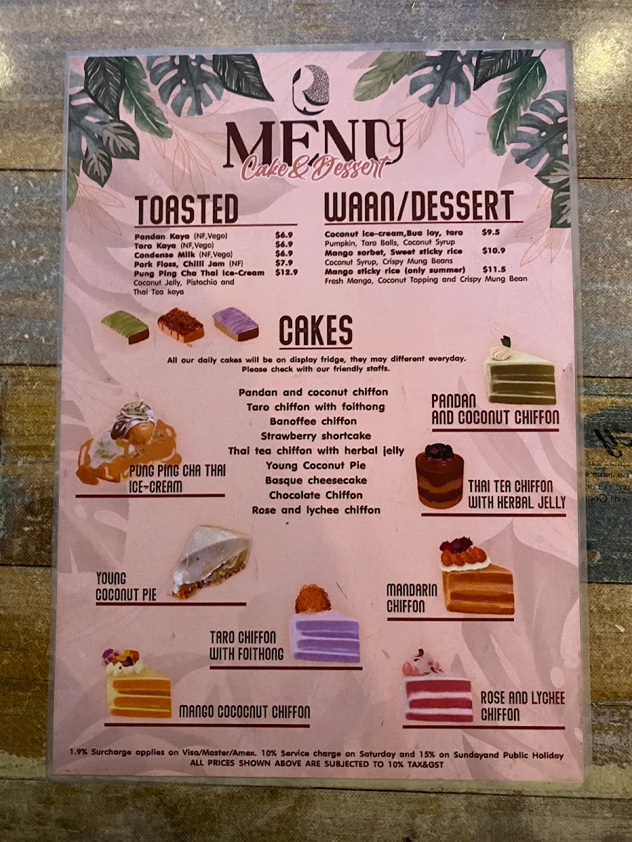 Menu, Roslyn Thai Cafe