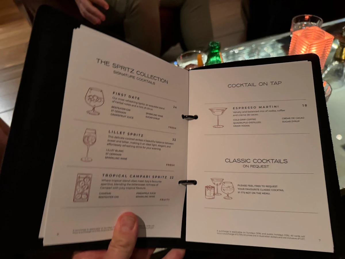Menu, Ru-Co Bar