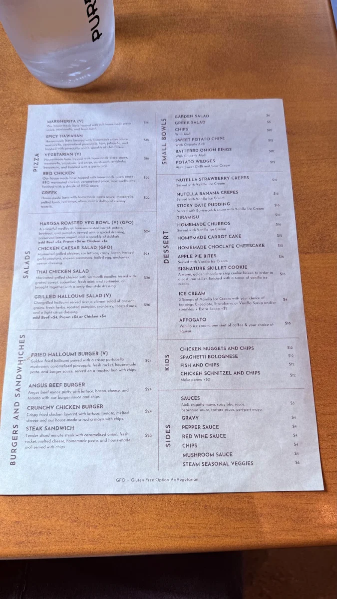 Menu, Bridges Restaurant, Bar and Function Centre