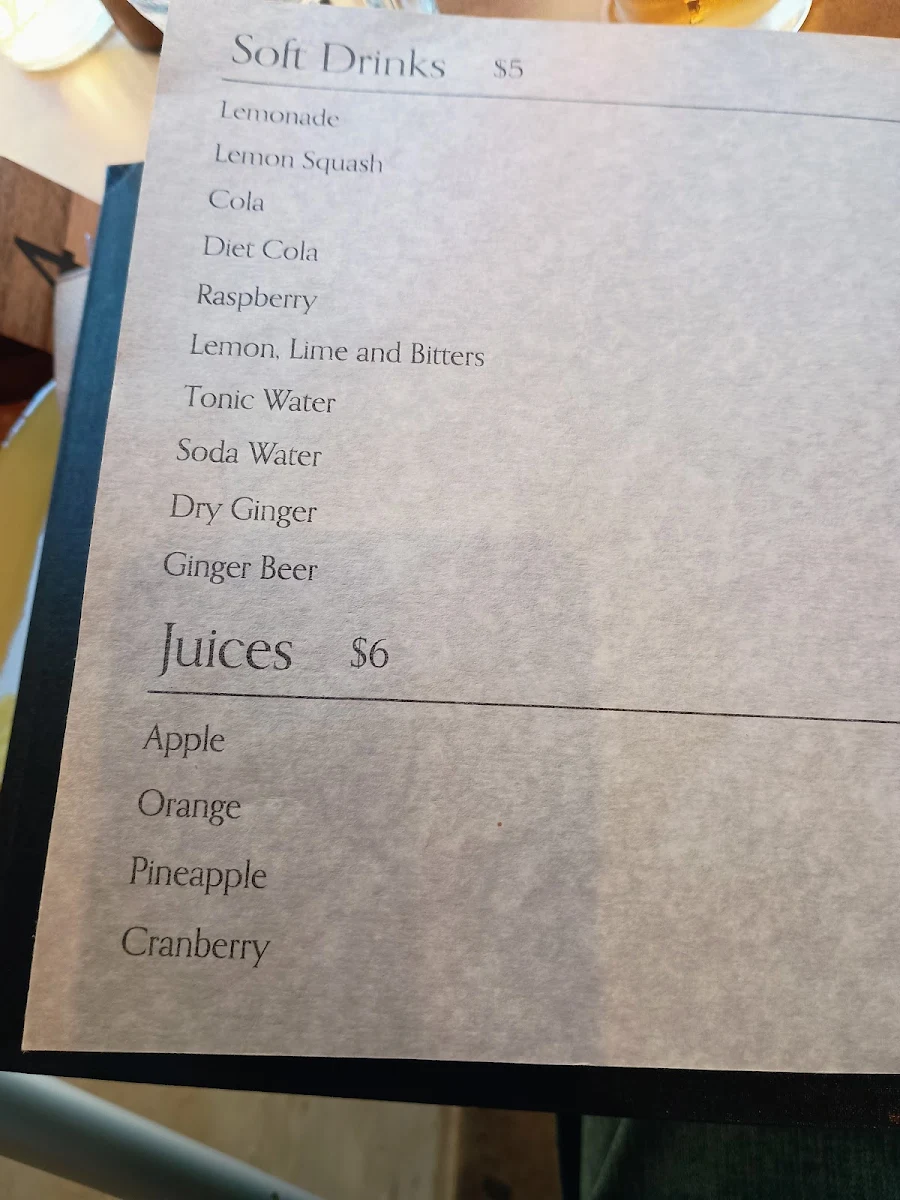 Menu, Bridges Restaurant, Bar and Function Centre