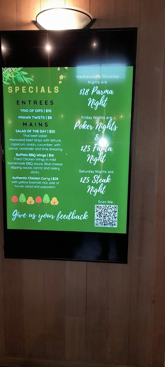 Menu, Bridges Restaurant, Bar and Function Centre