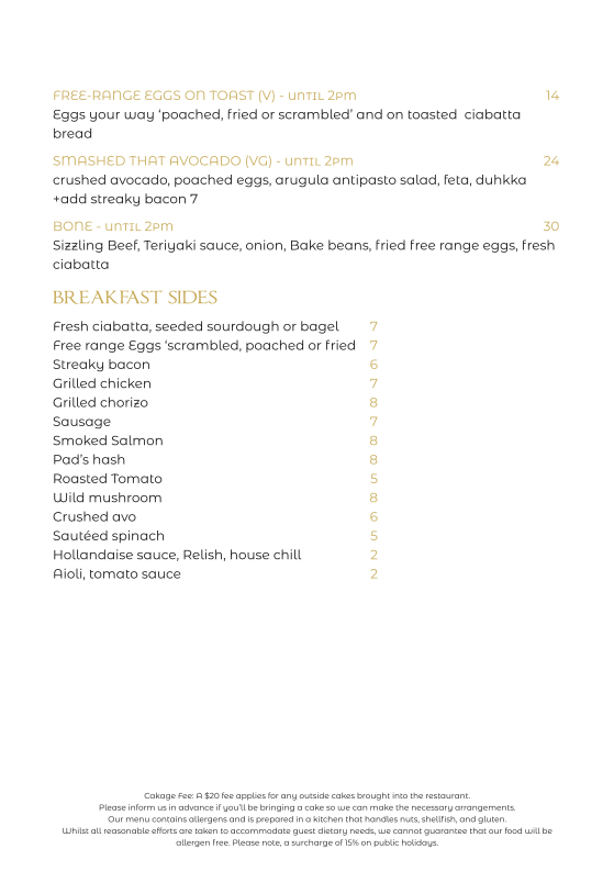 Menu, Cleopatra Scarborough
