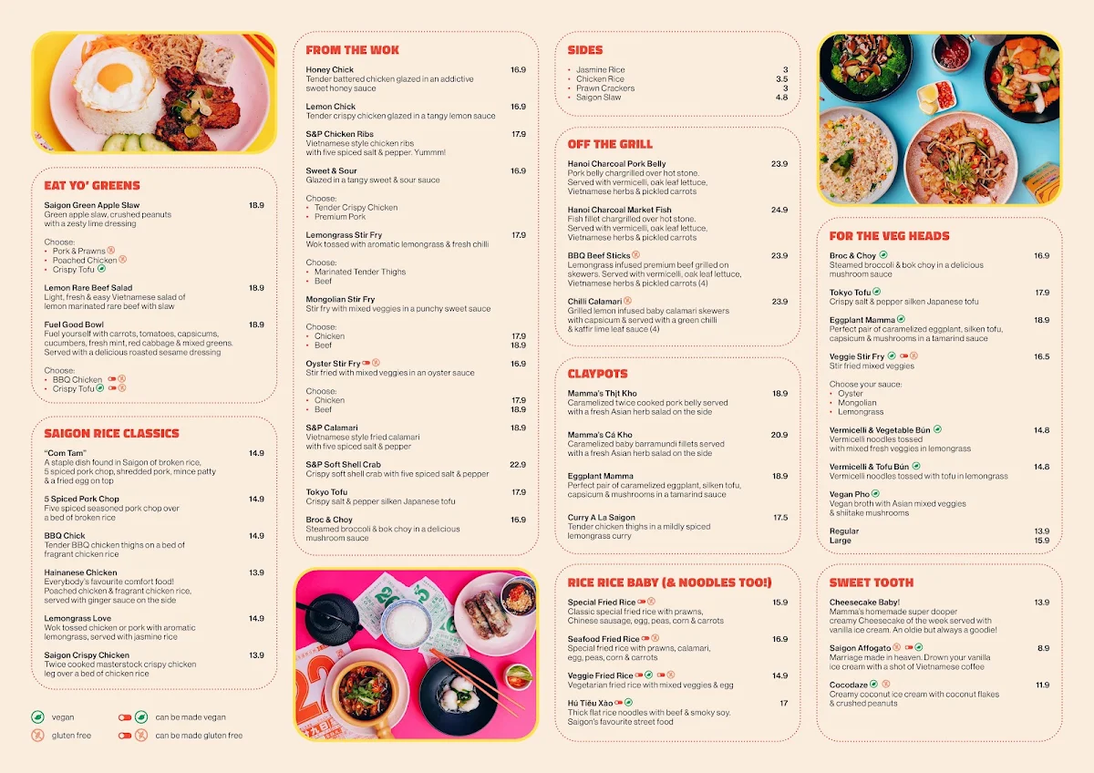 Menu, Saigon Mamma