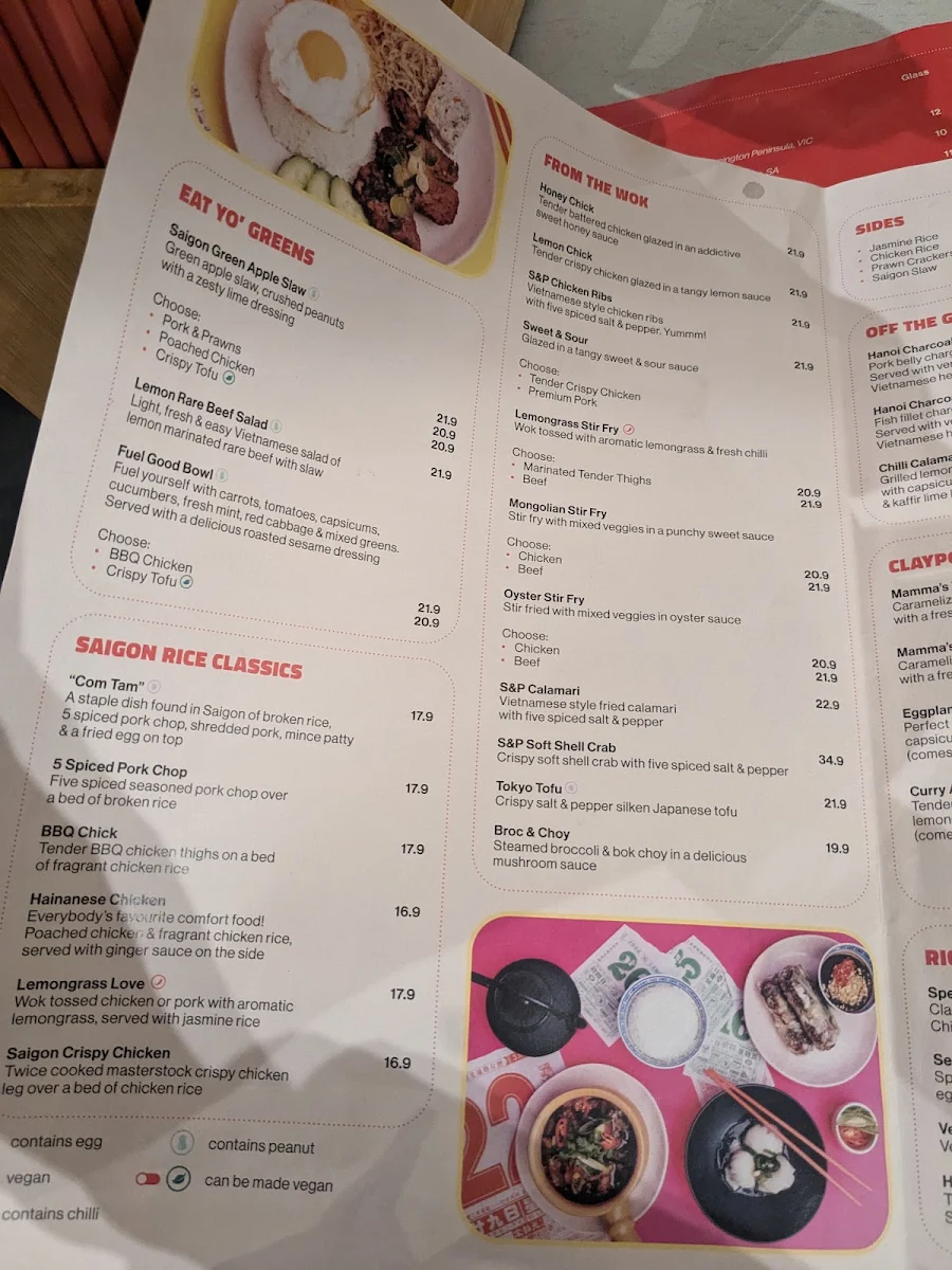 Menu, Saigon Mamma