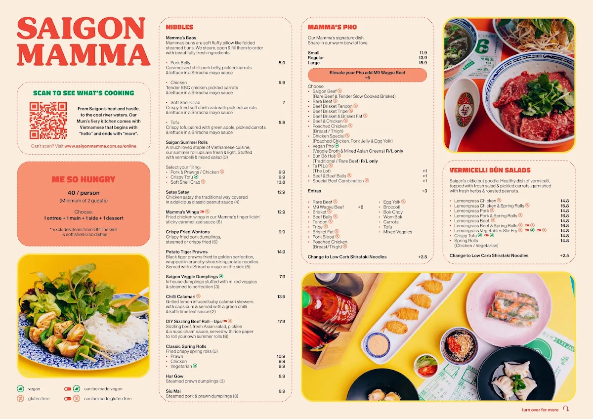 Menu, Saigon Mamma