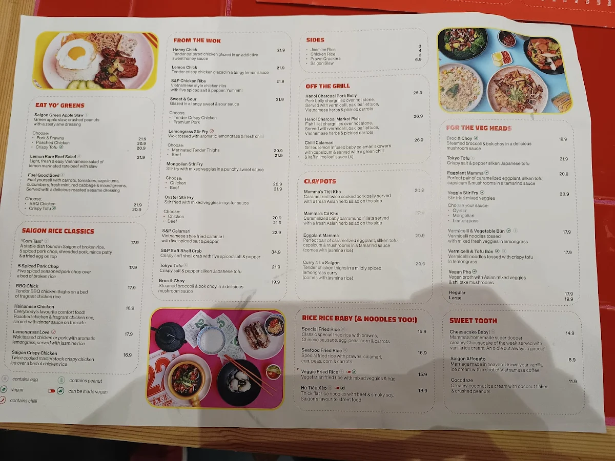 Menu, Saigon Mamma