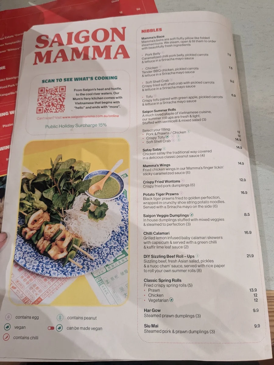 Menu, Saigon Mamma