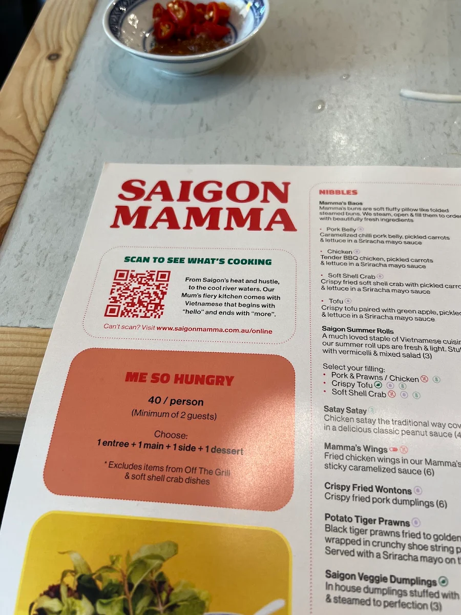 Menu, Saigon Mamma