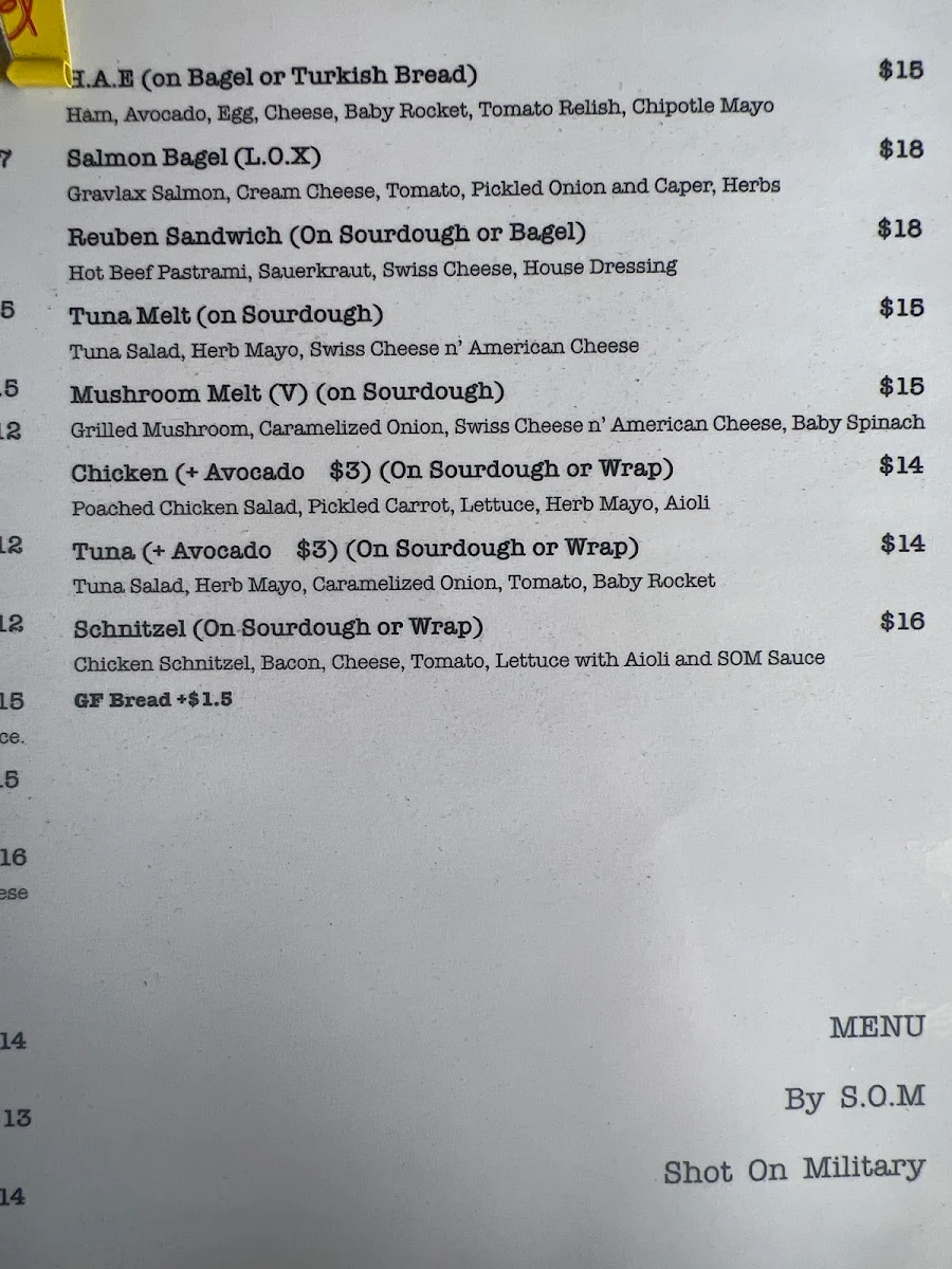 Menu, Shot on Military