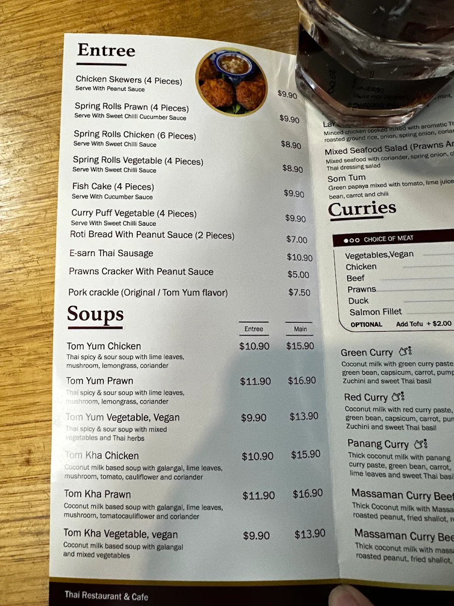 Menu, Thai Restaurant and Cafe