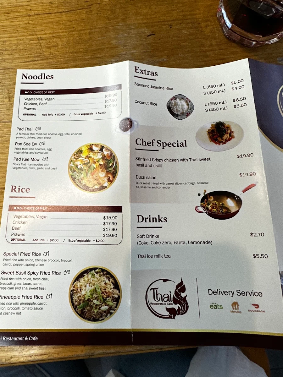 Menu, Thai Restaurant and Cafe