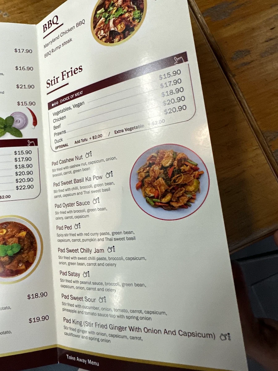 Menu, Thai Restaurant and Cafe