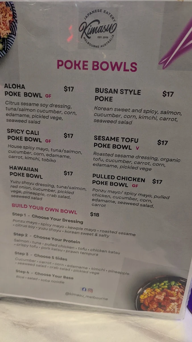 Menu, Kimasu