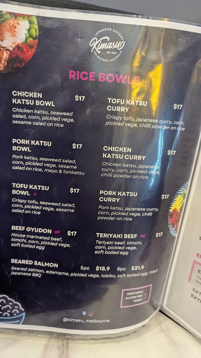 Menu, Kimasu