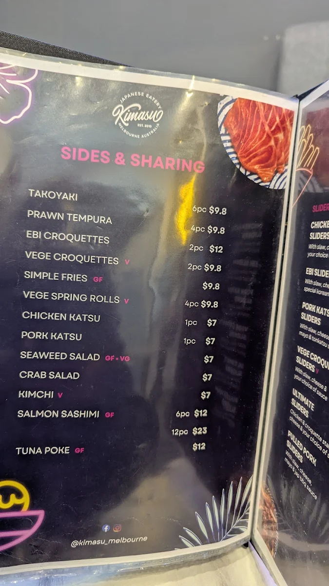 Menu, Kimasu