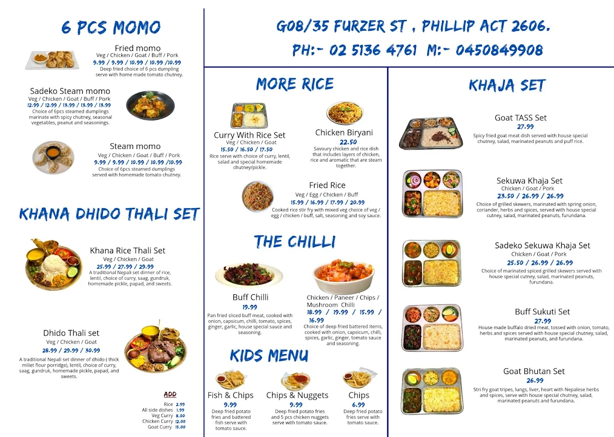 Menu, Nepalese Momo House / Gemini