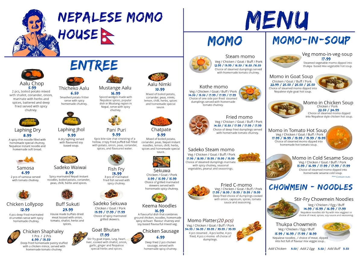 Menu, Nepalese Momo House / Gemini