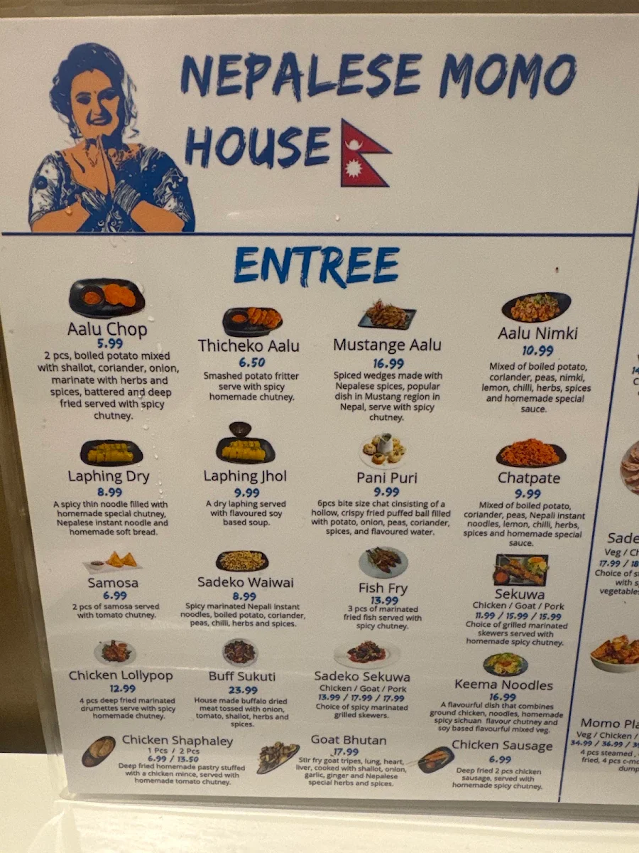Menu, Nepalese Momo House / Gemini