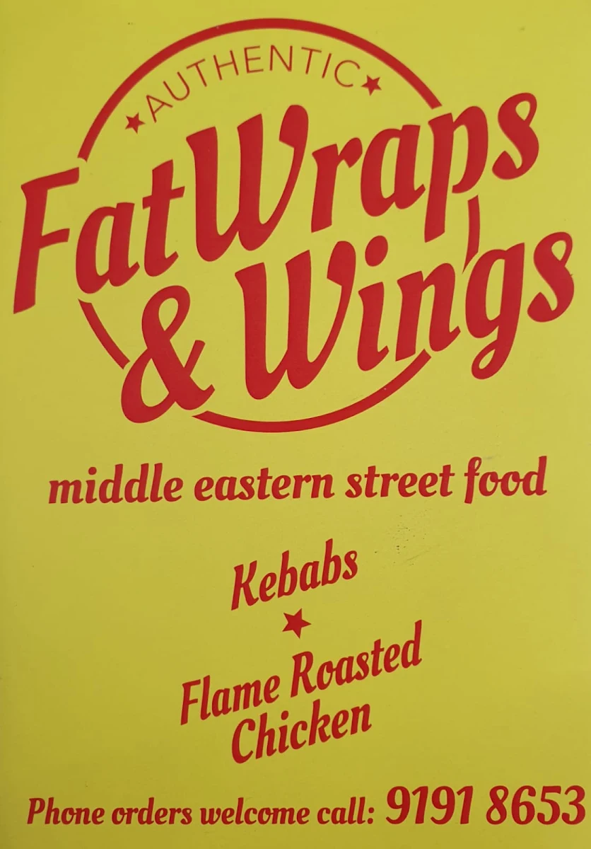 Menu, Fat Wraps and Wings