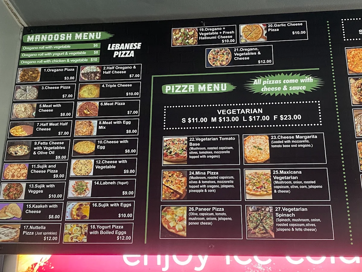 Menu, MINA BAKERY Westmead