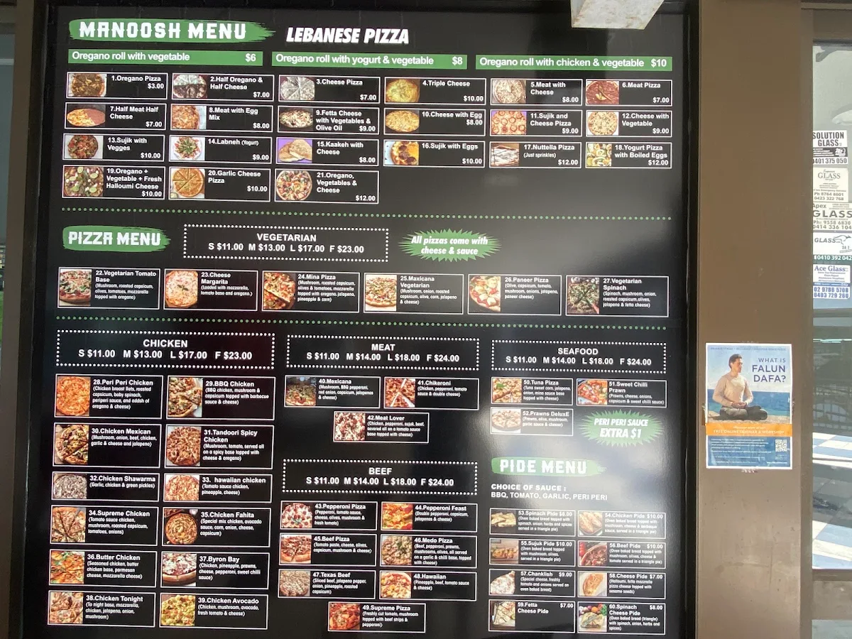 Menu, MINA BAKERY Westmead