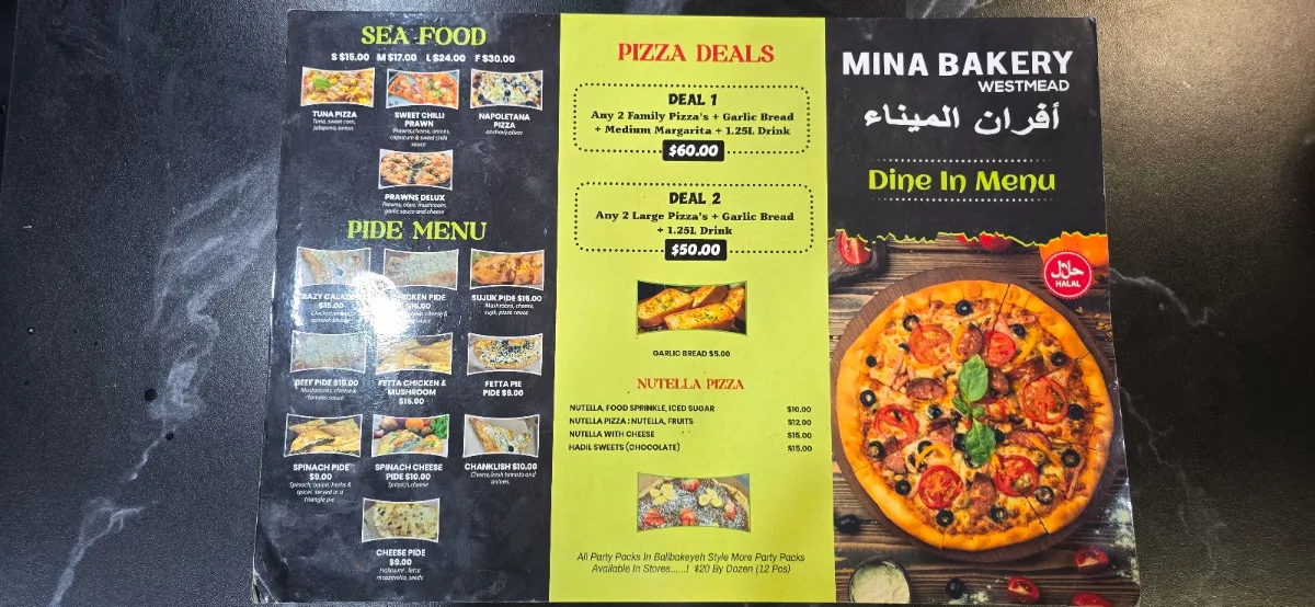 Menu, MINA BAKERY Westmead